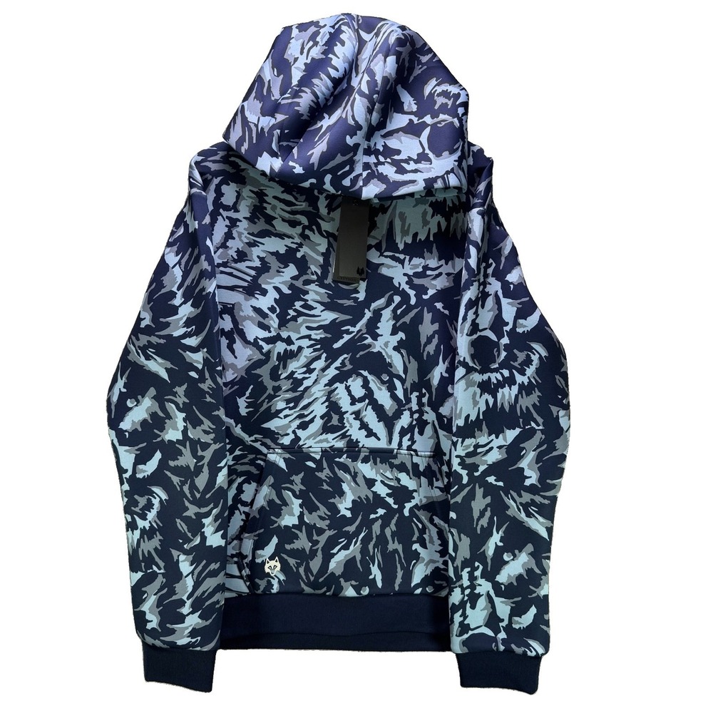 Greyson Midas Wolf Chene Hoodie Mens Medium Blue AOP Heavyweight Golf NWT $230